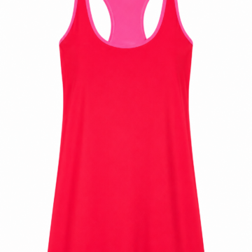 Red Racerback A-Line Athletic Dress with Pink Trim