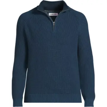 Navy Blue Quarter-Zip Sweater with Mock Neck