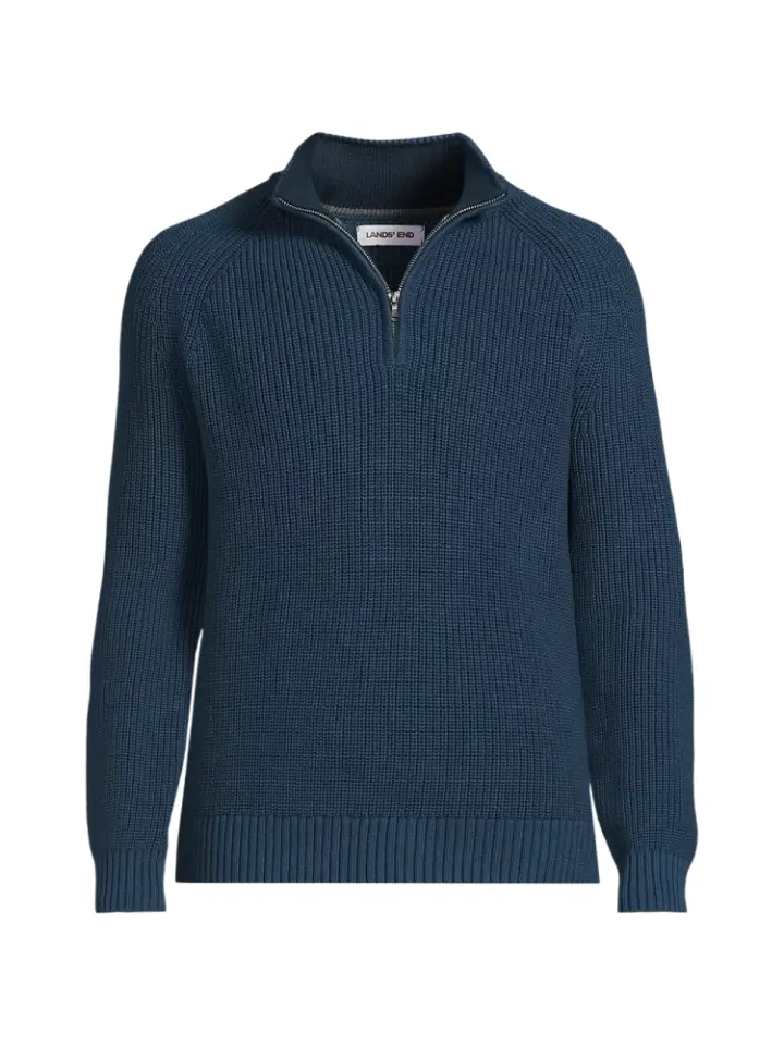 Navy Blue Quarter-Zip Sweater with Mock Neck