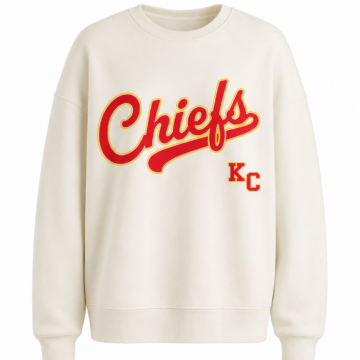 Off-White Relaxed Crewneck Sweatshirt with Red Graphic Design