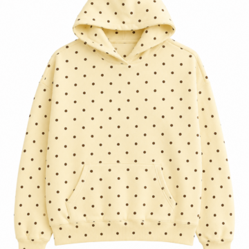 Pale Yellow Polka Dot Relaxed Hoodie