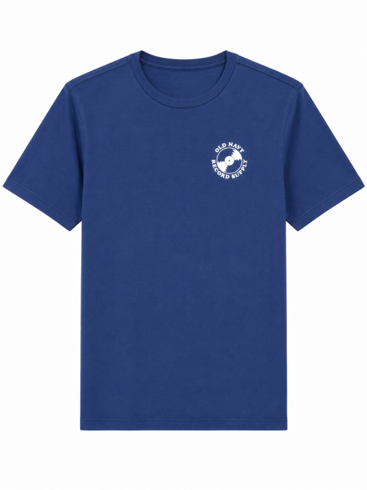 Solid Blue Crewneck Tee with Small Logo