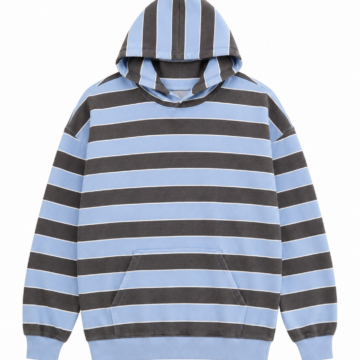 Light Blue and Charcoal Stripe Oversized Hoodie