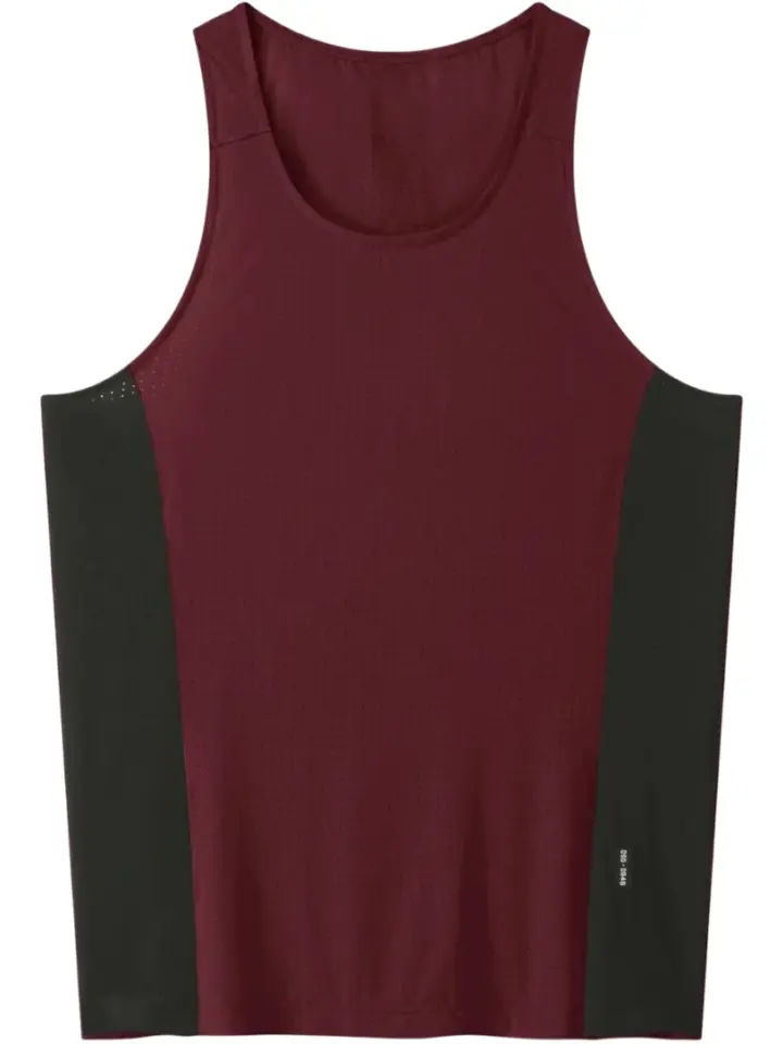 Burgundy Sleeveless Tank Top with Dark Green Side Panels and 360 Label
