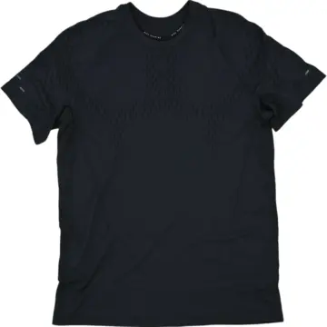 Black Short-Sleeve T-Shirt with Tonal Geometric Dot Texture