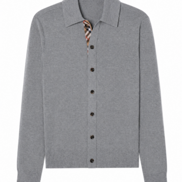 Heather Grey Polo Collar Knit Cardigan