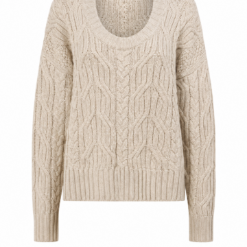 Oatmeal Cable Knit Sweater with Relaxed Fit