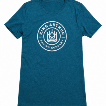 Heathered Dark Teal Blue Crew Neck T-Shirt with Circular Logo