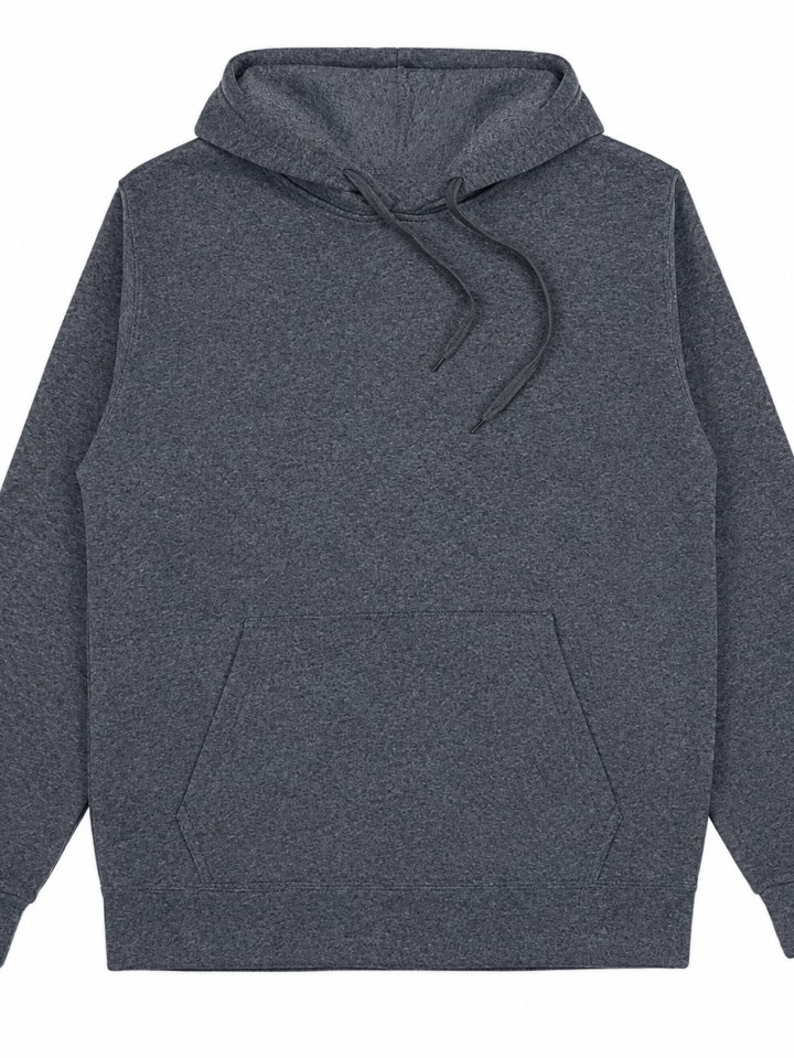 Heathered Dark Grey Pullover Hoodie with Marled Knit Texture