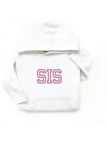 White Relaxed Fit Pullover Hoodie with Pink Graphic