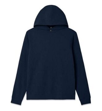 Solid Dark Navy Relaxed Fit Hooded Sweatshirt