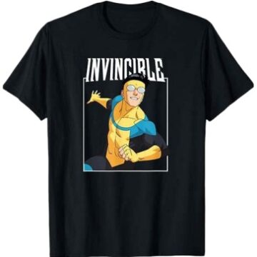 Black INVINCIBLE Superhero Graphic Crewneck T-Shirt