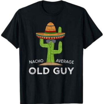 Black Funny Cactus Sombrero Graphic Crewneck T-Shirt