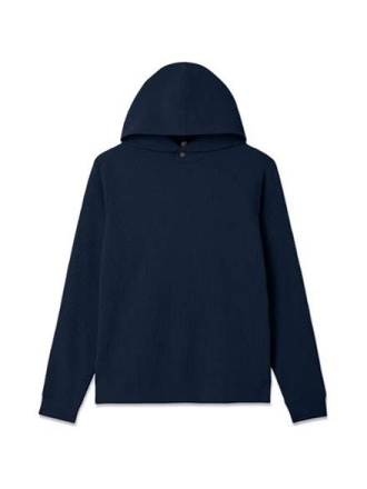 Solid Dark Navy Relaxed Fit Hooded Sweatshirt