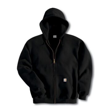 Oversized Black Full-Zip Hooded Sweatshirt