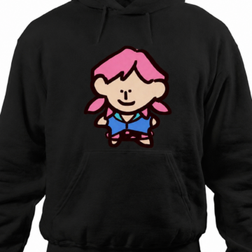 Black Relaxed Fit Graphic Hoodie with Cartoon Print