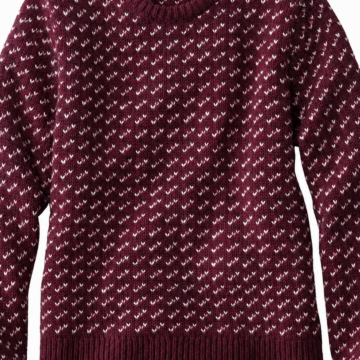 Burgundy White Chevron Pattern Knit Sweater