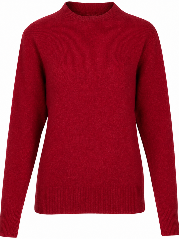 Red Regular Fit Crew Neck Long Sleeve Knit Sweater