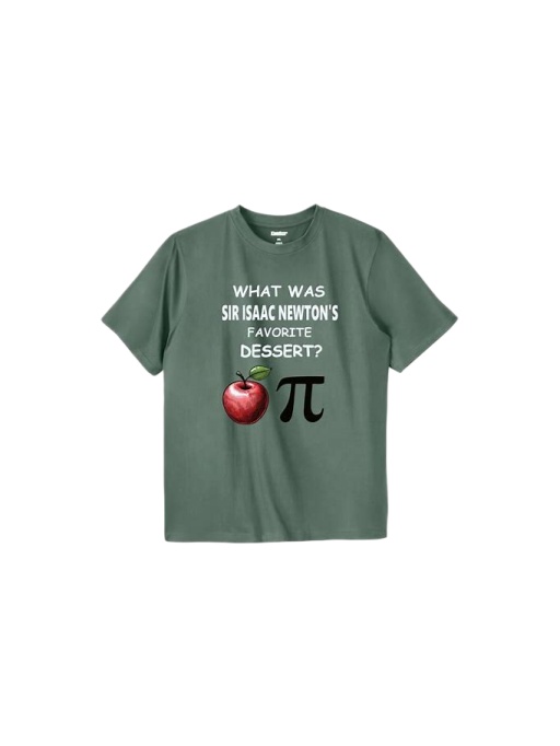 Olive Green Graphic T-Shirt with Science Humor Print