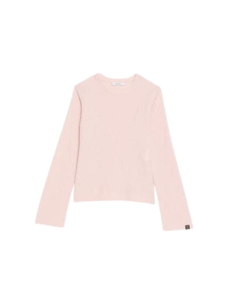 Pale Pink Long-Sleeve Crew Neck Knit Sweater