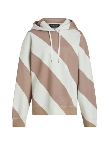 Cream and Pale Pink Stripe Oversized Hoodie