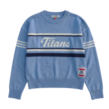 Light Blue Boxy Knit Sweater with Stripe Detail